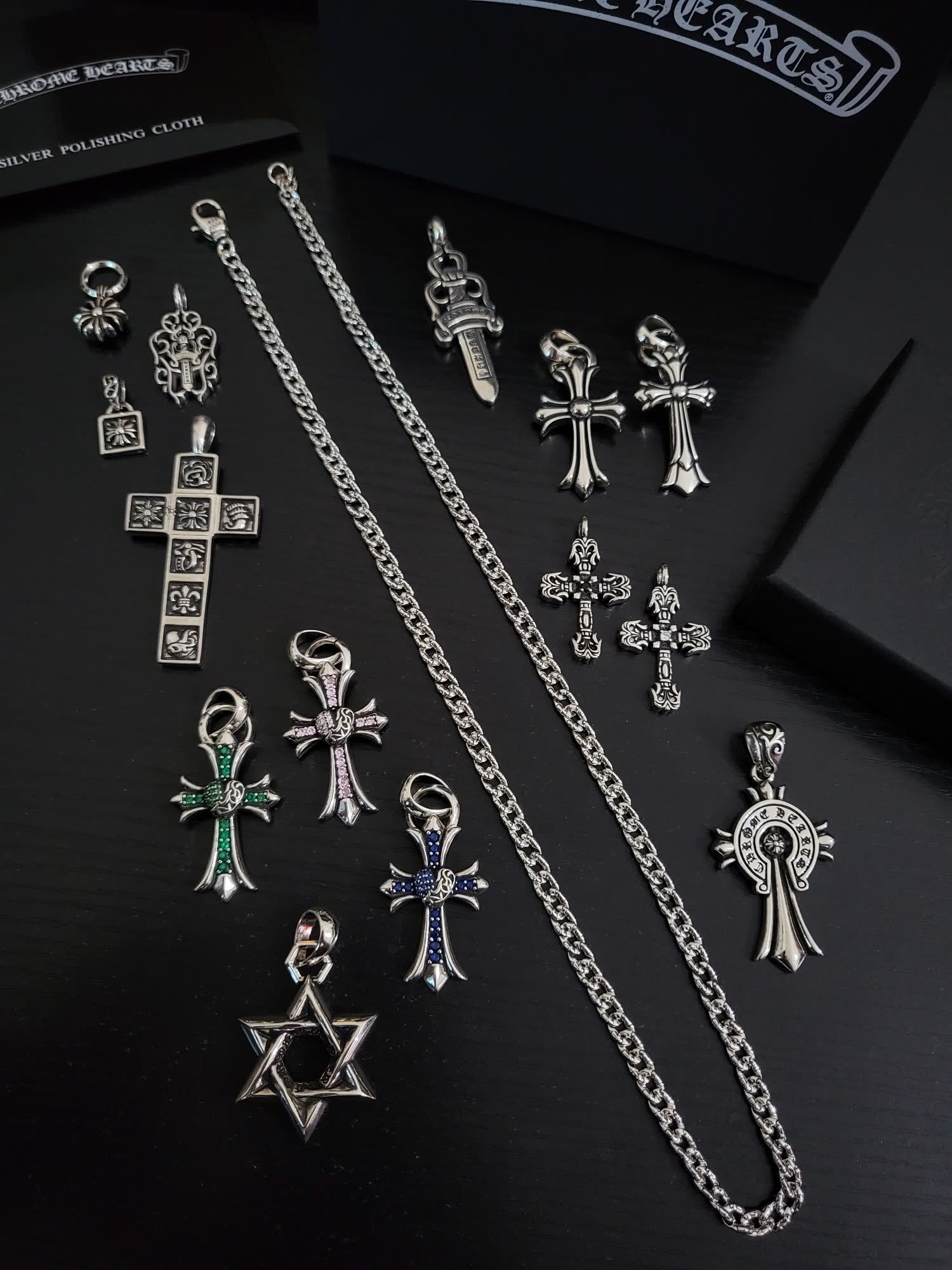 Chrome Hearts Silver Cross Pendant Set